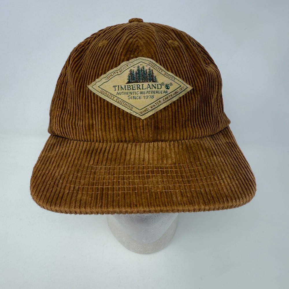 Vintage Timberland Weathergear Men's Corduroy Baseball Hat‎ Cap Brown Strap Back